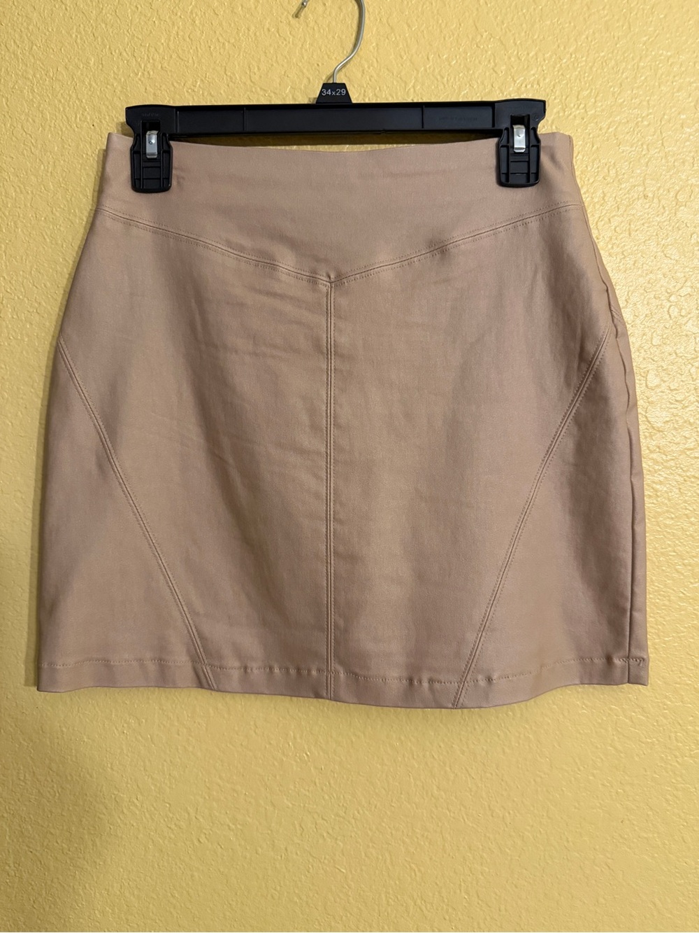 GB Women’s faux leather Beige Mini Skirt - Classic Neutral Style